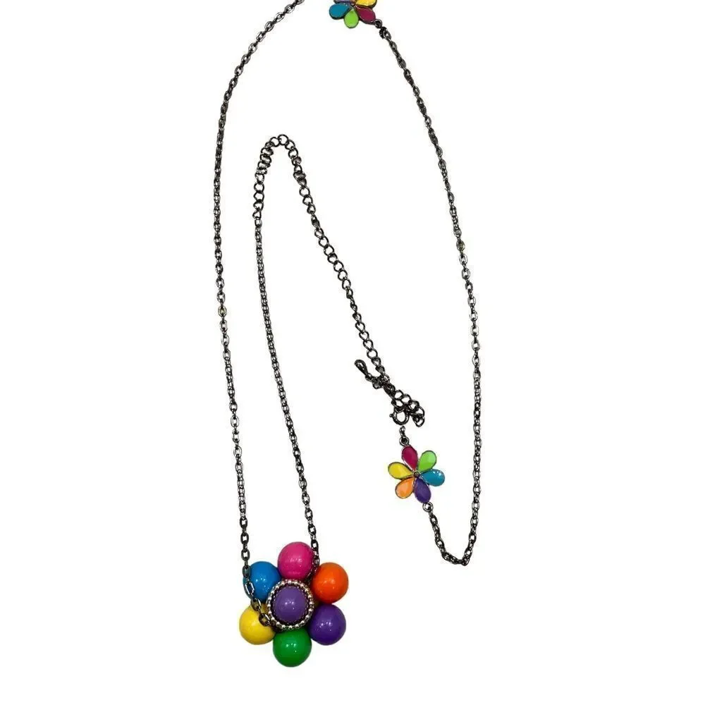 Ladies‎ Long Flower Pendant Bronze or Antiqued Gold Necklace